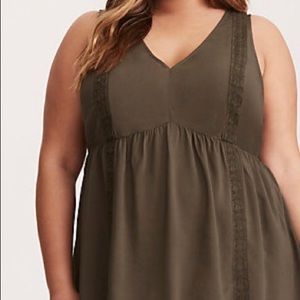 Embroidered Challis Babydoll Tank